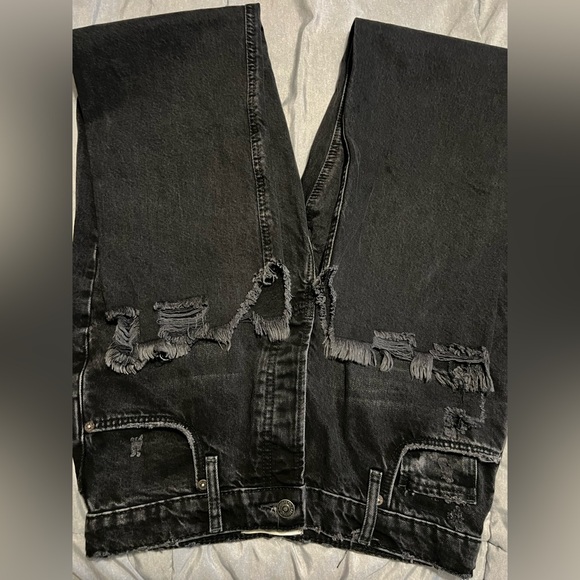 Free People We The Free Black Distressed Denim High Rise Jeans - Picture 8 of 8